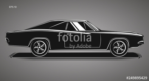 500x273 Classic American Muscle Car Vector Illustration Stock Image