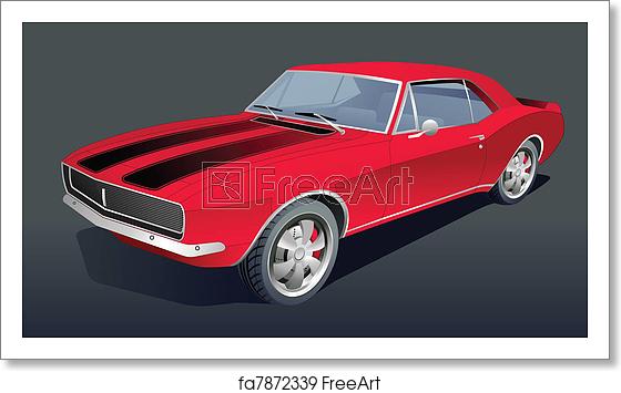 560x355 Free Art Print Of Old American Muscle Car Vector Old American