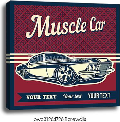382x390 Muscle Car Vector, Canvas Print Barewalls Posters Prints