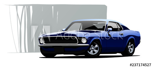 500x225 Muscle Car Vector Illustration