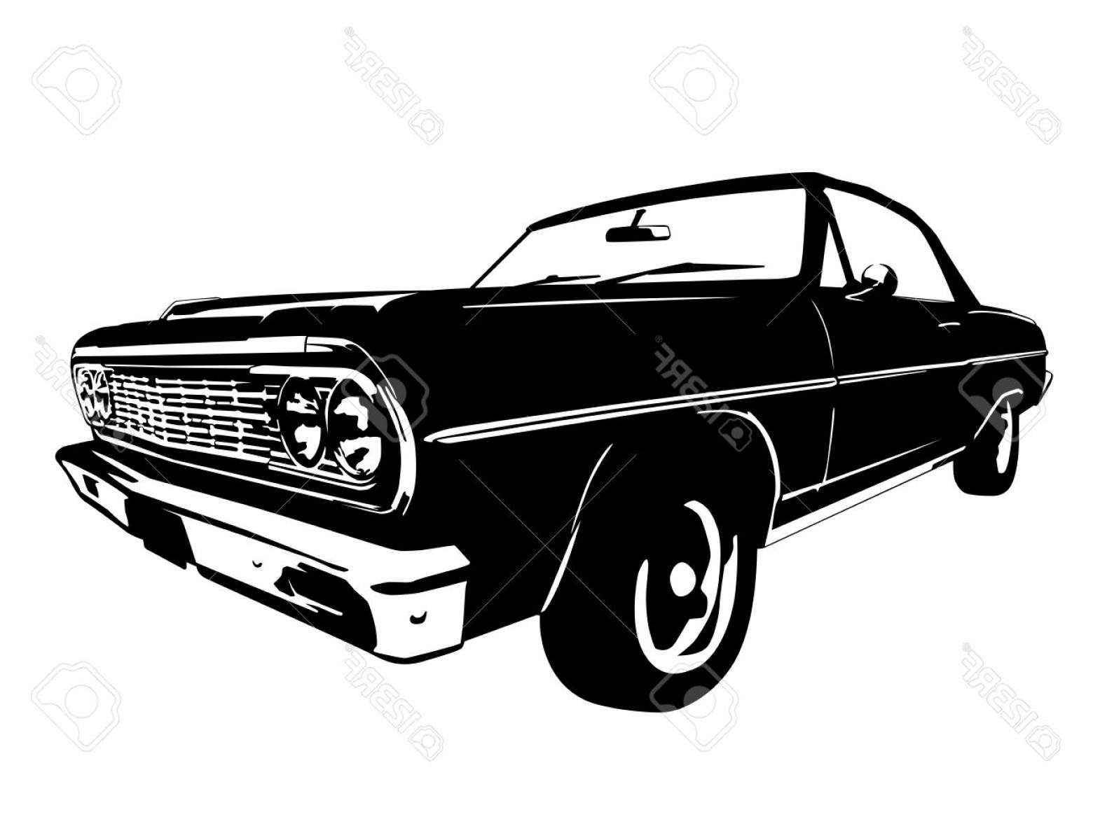 1560x1170 Photostock Vector Vintage American Muscle Car Silhouette