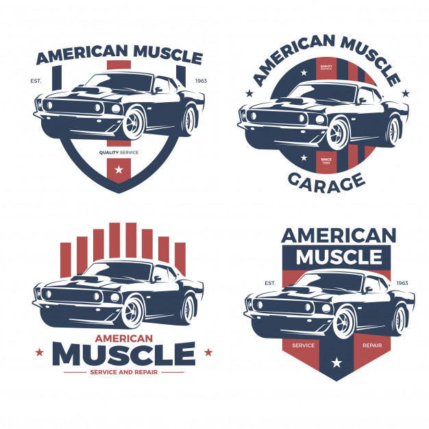 626x626 Vintage Muscle Car Logo Collection Vector Premium Download