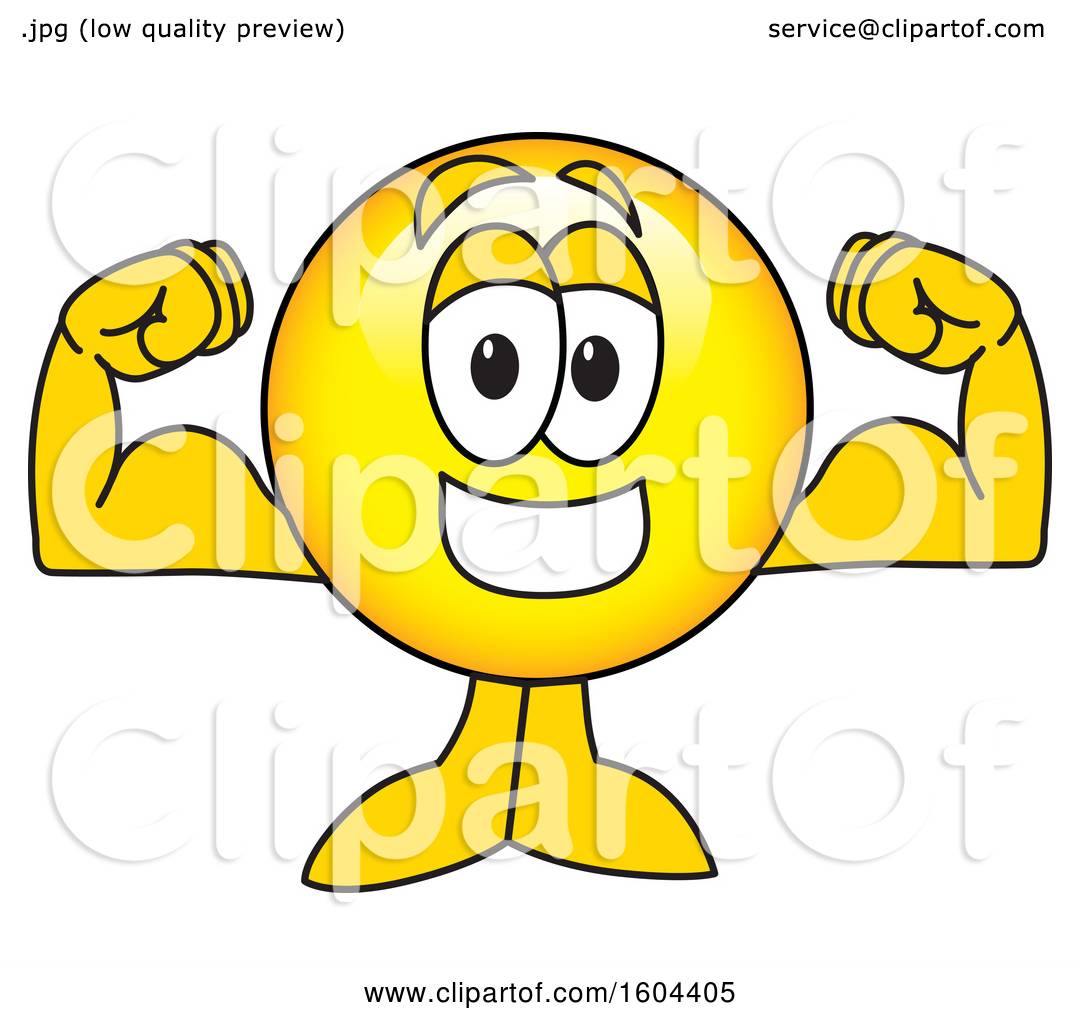 1080x1024 Clipart Of A Smiley Emoji School Mascot Character Flexing His