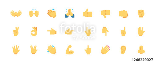 500x206 Hand Gestures Vector Icons Set All Type Of Hand Emojis, Emoticons
