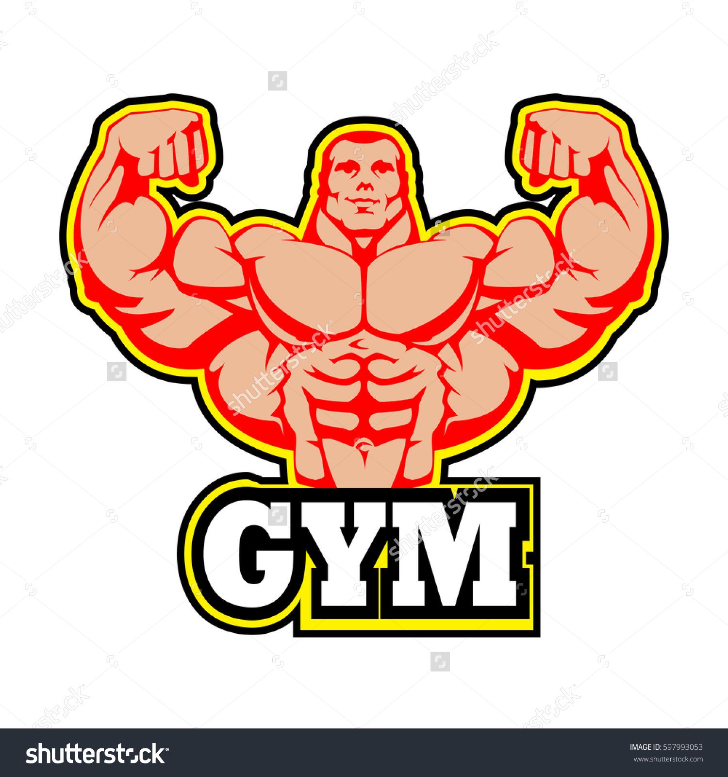 1500x1600 Gym Logo Vector Design Muscle Man Bodybuilder Huge Arms