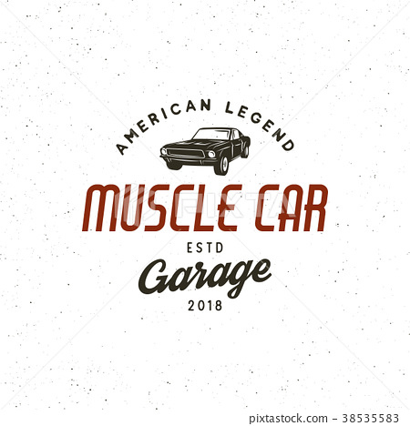 450x468 Vintage Muscle Car Garage Logo Vector