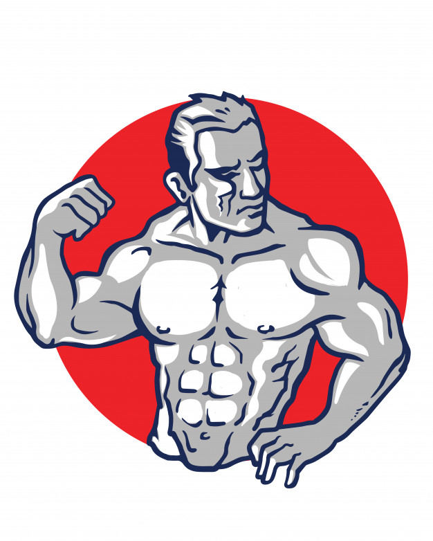 626x782 Muscular Man Posing Carton Logo Vector Premium Download