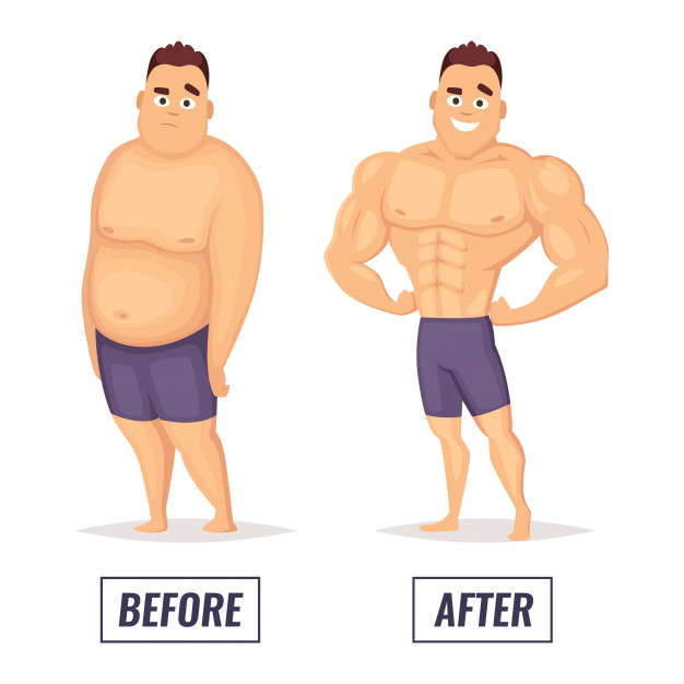 626x626 Two Characters Fat And Muscular Man Vector Premium Download