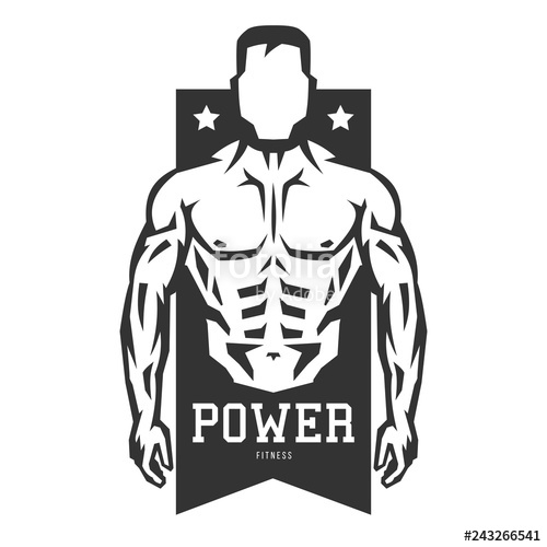 500x500 Silhouette Of Muscular Man Template For Bodybuilding And Sport