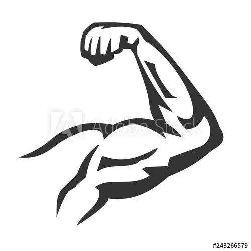 500x500 Vector Hand Drawn Silhouette Of Muscle Arms Isolated On White