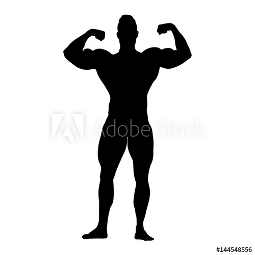 500x500 Bodybuilder Vector Silhouette Strong Standing Man With Big