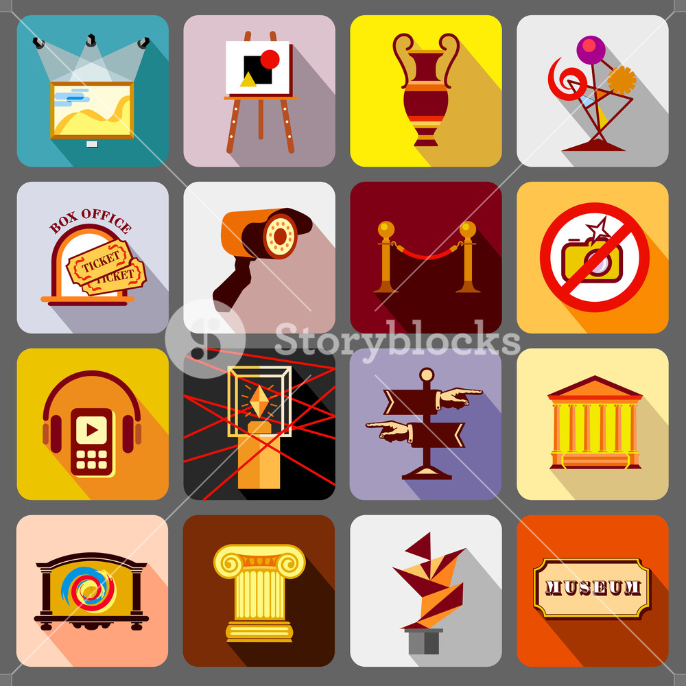 1000x1000 Museum Icons Set Flat Illustration Of Museum Vector Icons