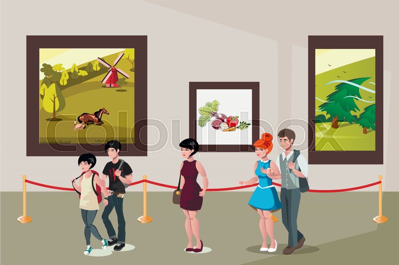 800x532 People Inside A Museum Vector Stock Vector Colourbox