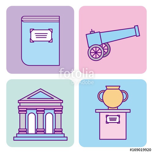 500x500 Icon Set History Museum Vector Illustration Design Graphic Stock