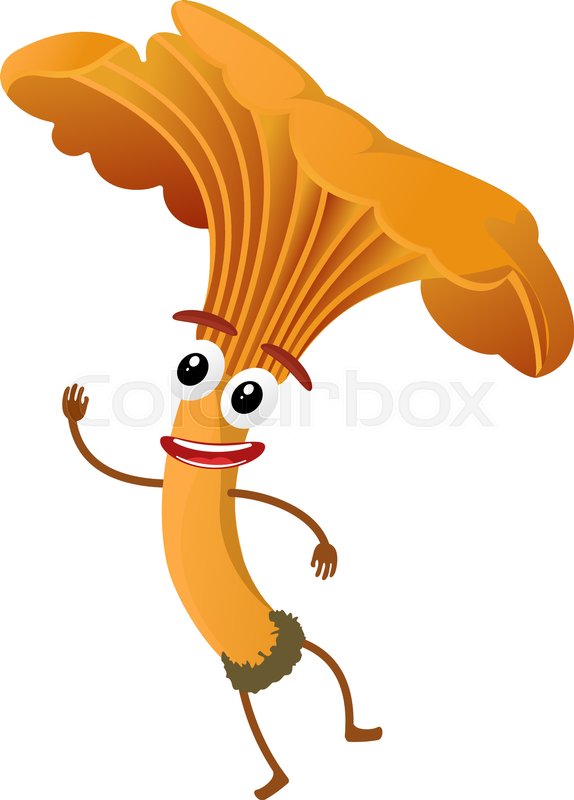 574x800 Funny Mushroom Chanterelle Character, Stock Vector Colourbox