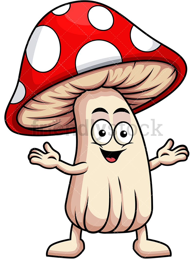 800x1067 Happy Mushroom Character Cartoon Vector Clipart