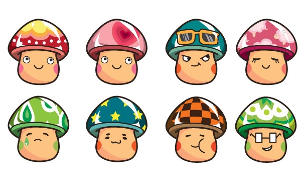 600x380 Cartoon Mushrooms Vector Set Vector Free Download