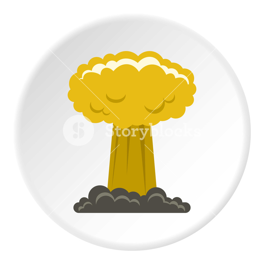 1000x1000 Mushroom Cloud Icon In Flat Circle Isolated On White Background