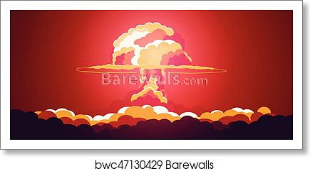 435x241 Nuclear Explosion Cartoon Retro Poster Mushroom Cloud Vector