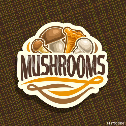 500x500 Vector Logo For Mushrooms, Cut Sign With Edible Honey Agaric, Wild
