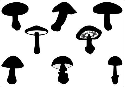 497x349 Mushroom Silhouette Clip Art Pack Silhouette Clip Art