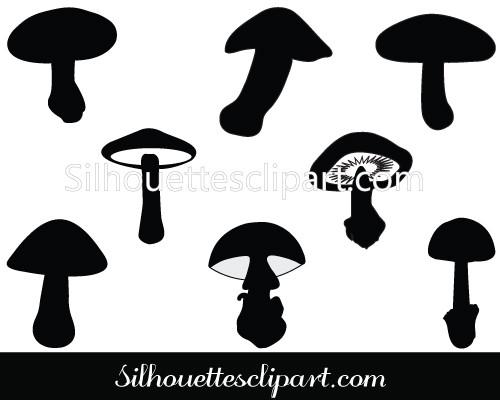 500x400 Mushroom Silhouette Clip Art Pack Download Silhouettes Vector