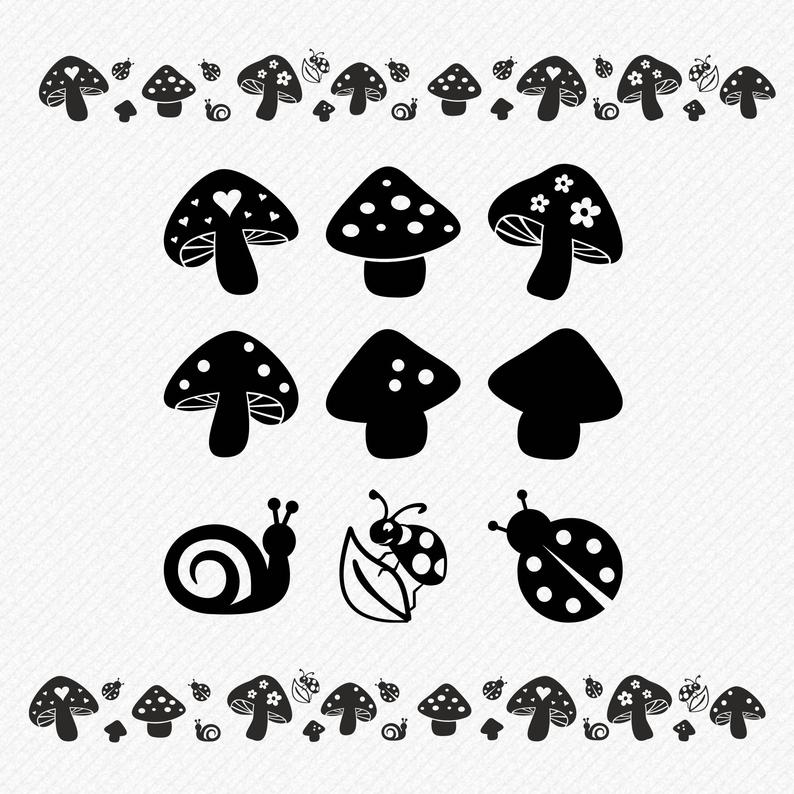 794x794 Mushroom Silhouette Nursery Mushroom Clipart Mushroom Etsy