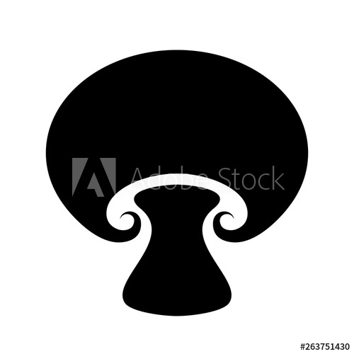 500x500 Mushroom Black Silhouette Vector Icon