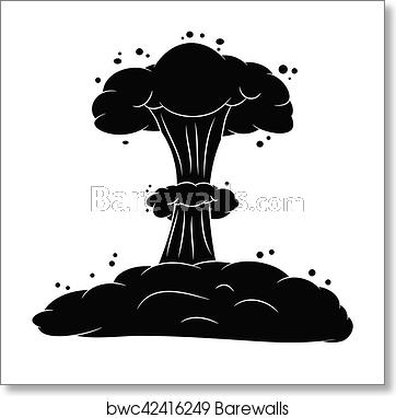 362x382 Mushroom Cloud, Nuclear Explosion Silhouette, Vector Symbol Icon