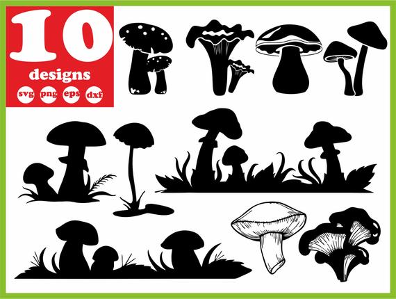 570x430 Mushroom Woodland Digital Food Download Silhouette Etsy