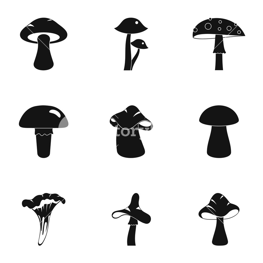 1000x1000 Mushroom Icon Set Simple Set Of Mushroom Vector Icons For Web