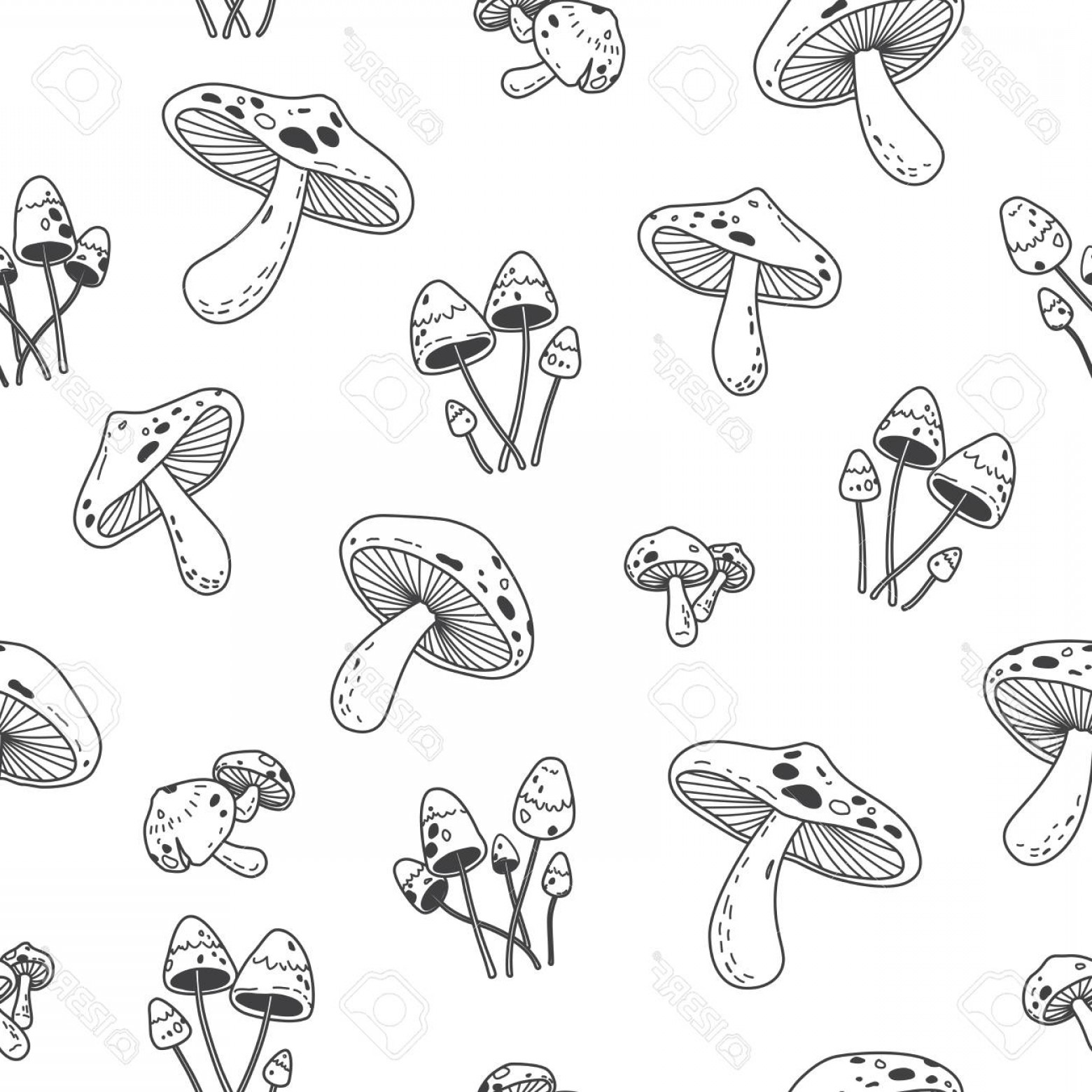 1560x1560 Photostock Vector Seamless Pattern Mushroom Vector Doodle