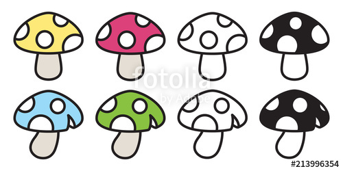 500x250 Mushroom Vector Icon Logo Cartoon Illustration Doodle Graphic