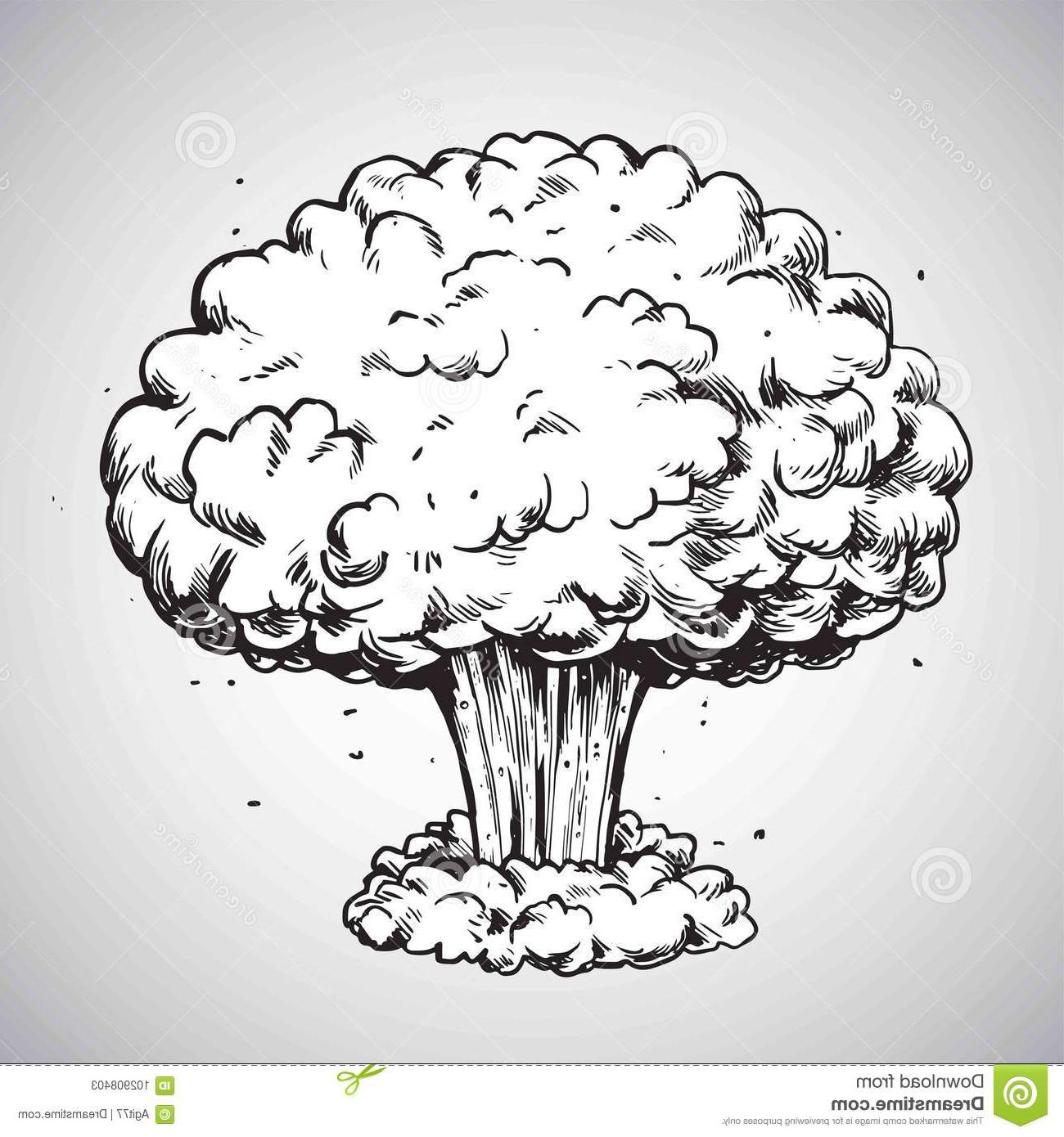 1300x1390 Best Nuclear Explosion Mushroom Cloud Drawing Illustration