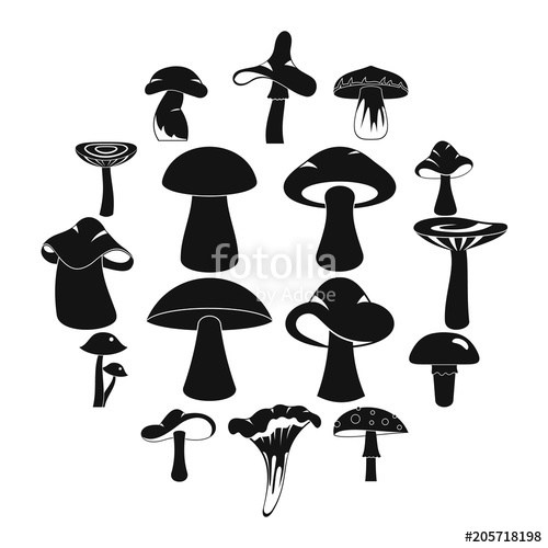 500x500 Mushroom Icons Set Simple Illustration Of Mushroom Vector