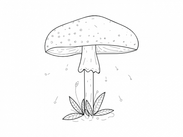 600x450 Mushroom Plant Botany Children Minimal Vector Graphic T Shirt Design