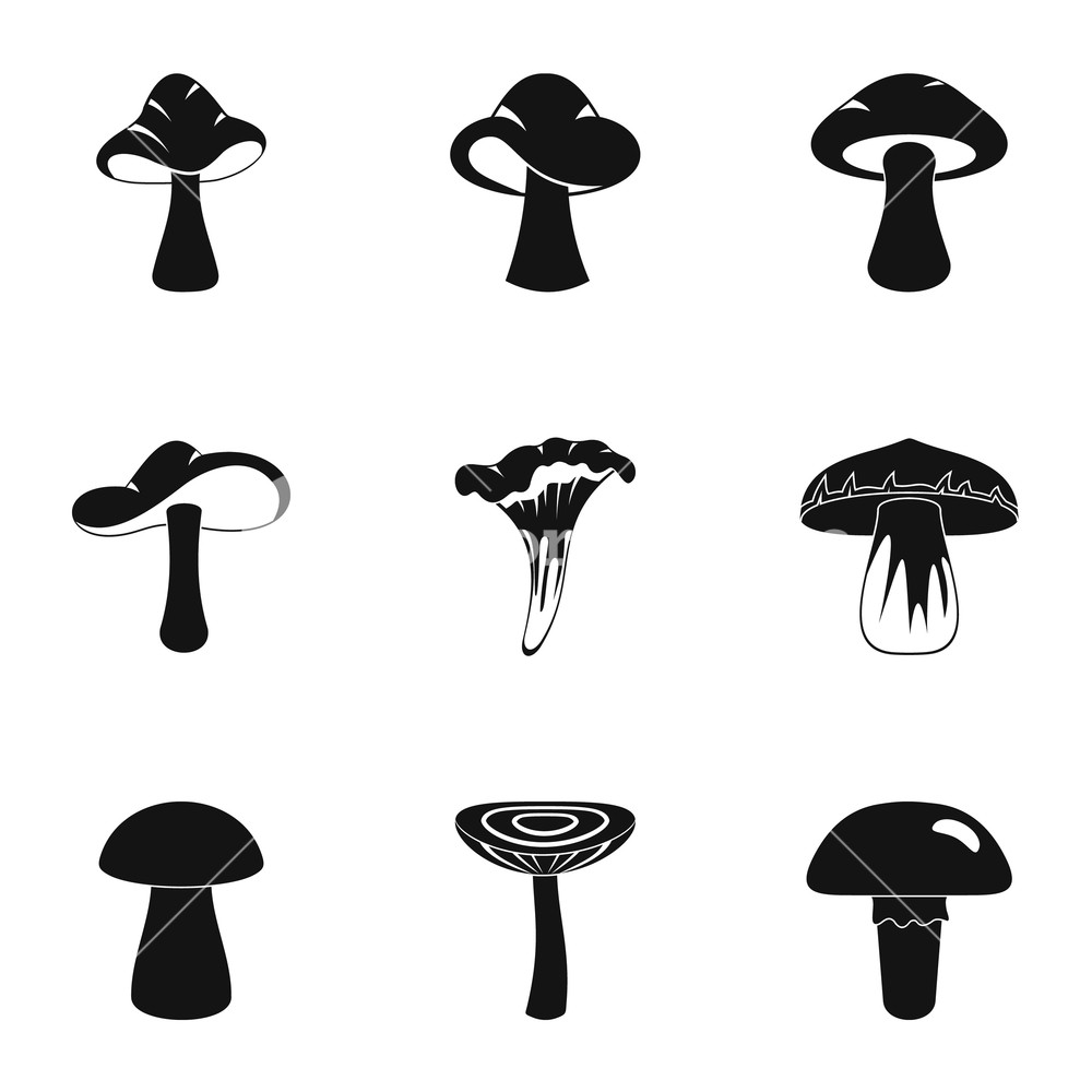 1000x1000 Cooking Mushroom Icon Set Simple Set Of Cooking Mushroom Vector