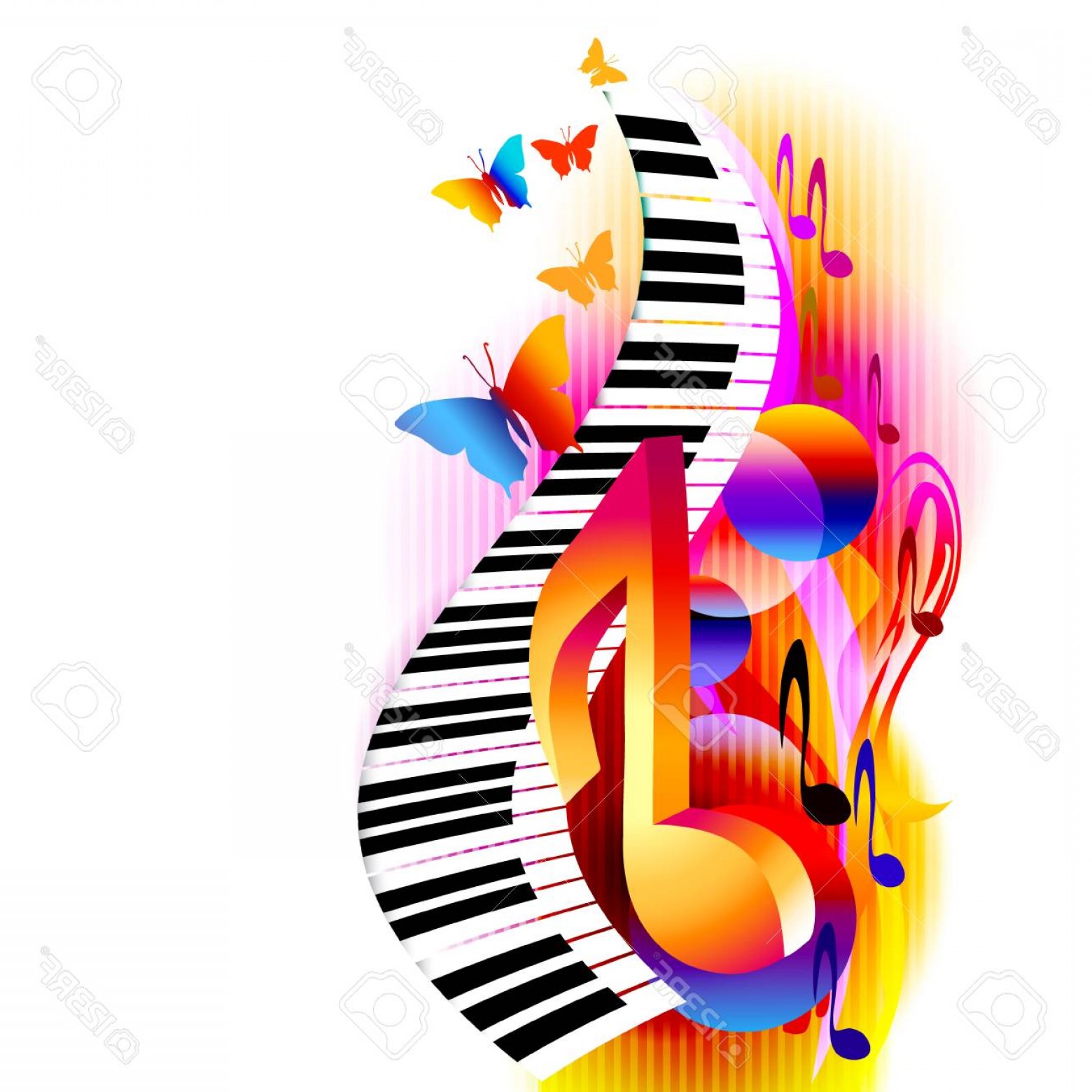 Photostock Vector Colorful D Music Notes With Piano Keyboard 1560x1560 Photostock Vector Colorful D Music Notes With Piano Keyboard