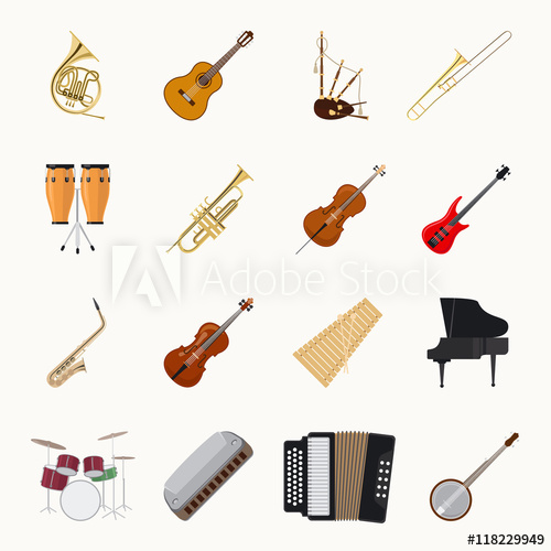 500x500 Musical Instruments Icons Isolated On White Background Orchestra