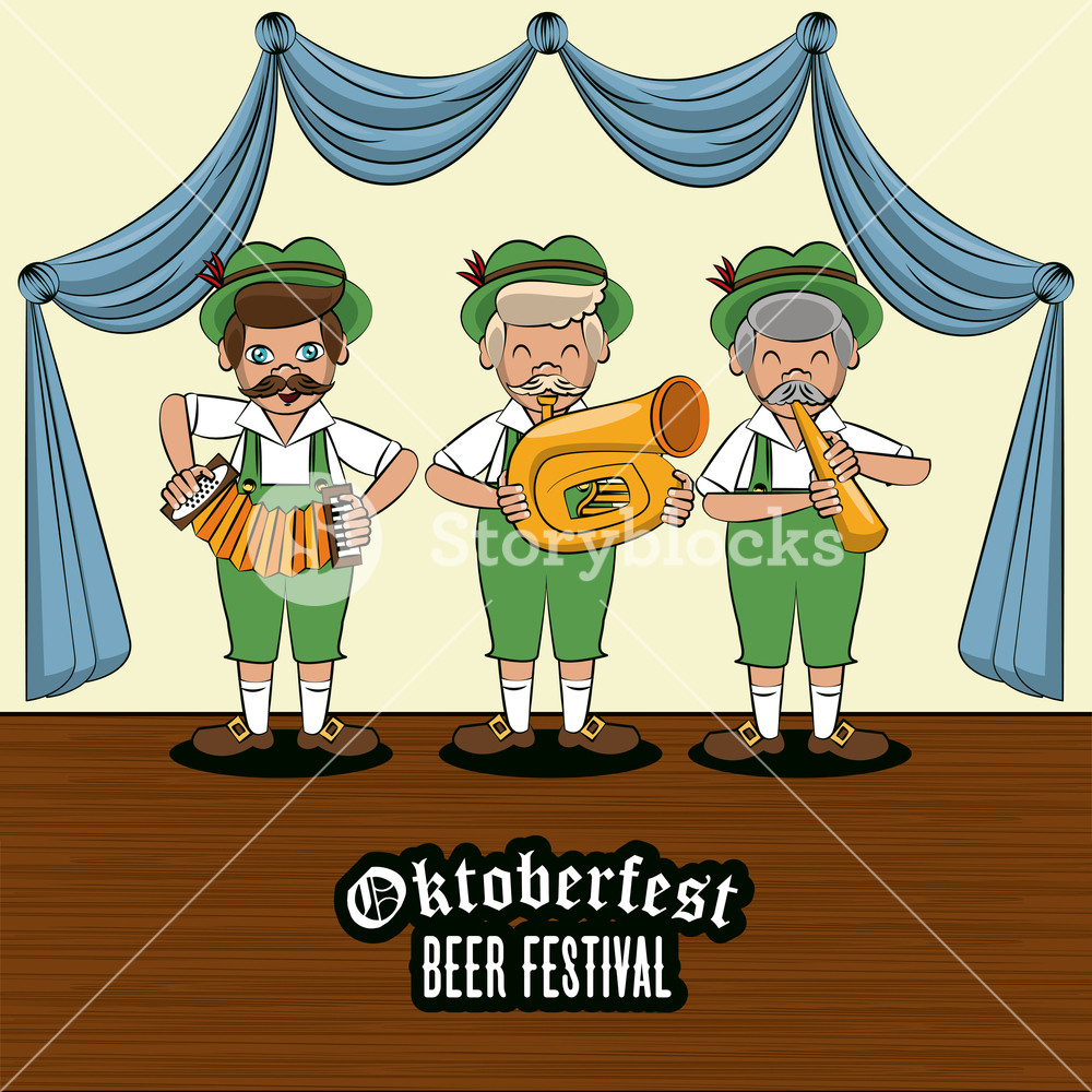 1000x1000 Oktober Fest Beer Festival Card With Bavarian Music Band Vector