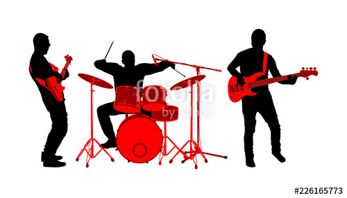 500x286 Rock And Roll Band Vector Silhouette Illustration Musician Play