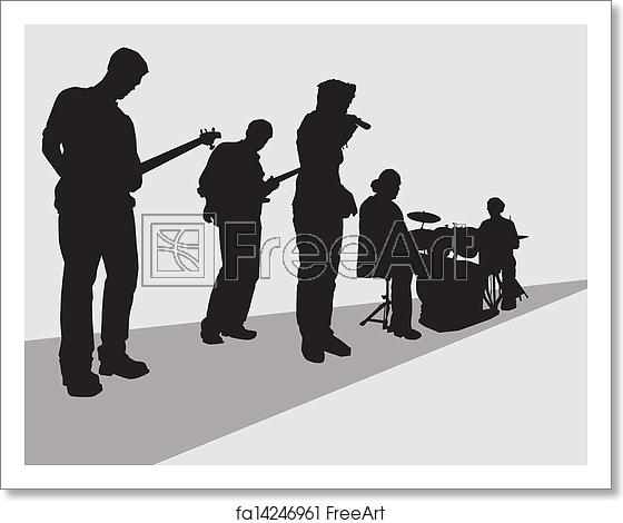560x470 Free Art Print Of Musical Band Vector Drawing Music Rock Band