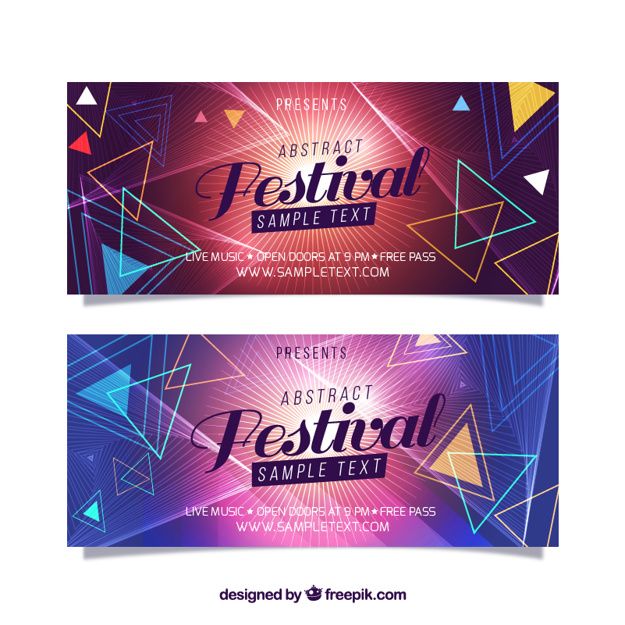 625x625 Geometric Banners Of Music Festival Free Vector Idea Banners