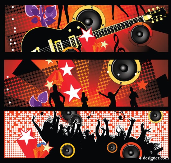 550x525 Designer Cool Music Banner Vector Material