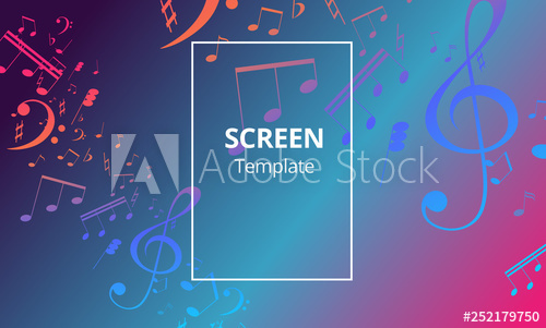 500x301 Musical Banner With Colored Key Notes Abstract Music Background