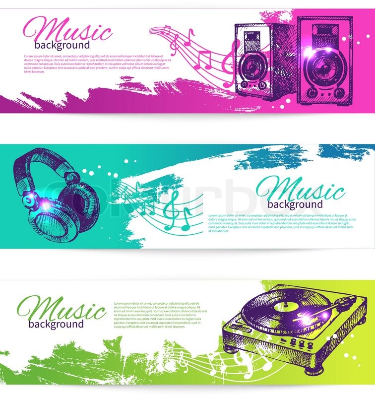 756x800 Vintage Banners Of Music Design Set Stock Vector Colourbox
