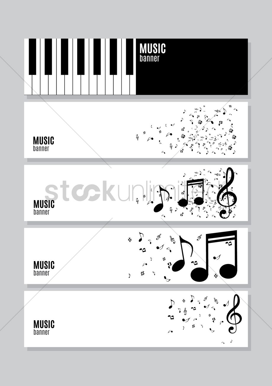 919x1300 Collection Of Music Banners Vector Image