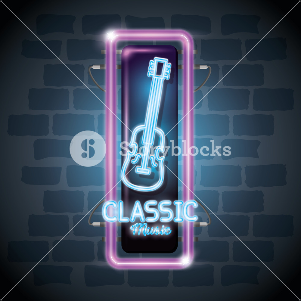 1000x1000 Classic Music Bar Neon Label Vector Illustration Design Royalty