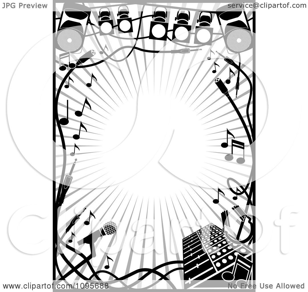 1080x1024 Clipart Black And White Stage Lighting And Music Frame