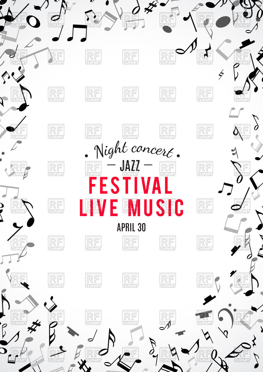 848x1200 Abstract Musical Frame And Border With Black Notes Vector Image